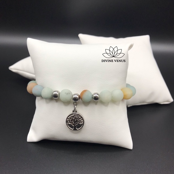 Amazonite Tree of Life Stretch Bracelet - Picture 2 of 8